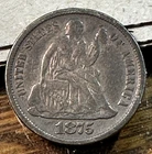 1875-CC Above Bow Liberty Seated Dime Super Original XF CHRC