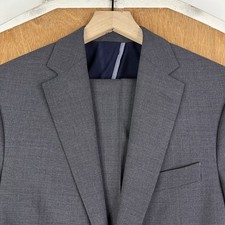 Cole Haan Suit Mens 38R Gray 2 Button Wool Blend Pants 32x32 Flat Front Canvased
