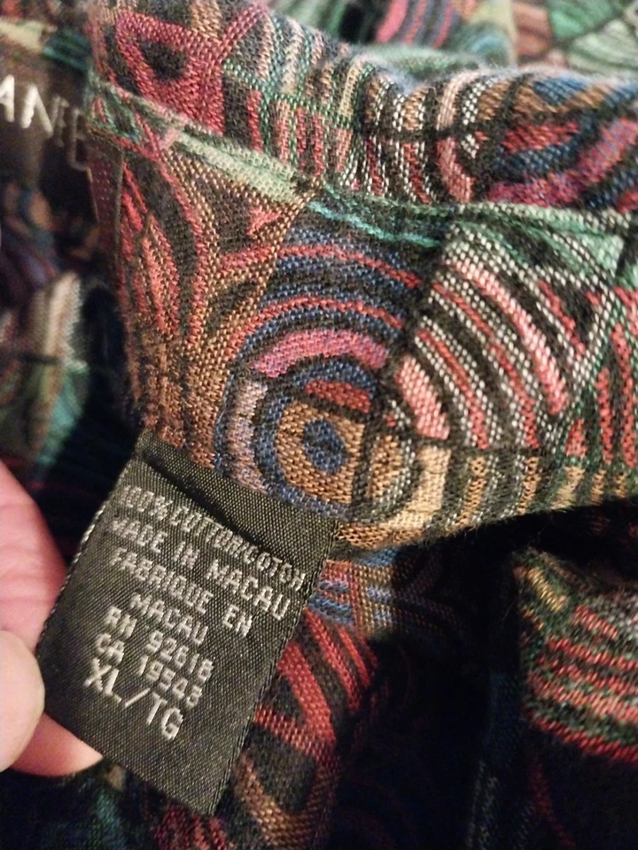 ВИНТАЖНЫЙ JHANE BARNES РУБАШКА КНОПКА СПЕРЕДИ ДЛИННЫМ РУКАВОМ МУЖСКОЙ XL АБСТРАКТНЫЙ ЦВЕТНОЙ - Изображение 4 из 4