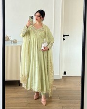 Elegant Heavy Georgette Embroidered Gown Set with Matching Bottom  Dupatta