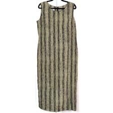 Vintage 90s Leslie Fay Linen Rayon Blend Dress Geometric Grunge Whimigoth Large