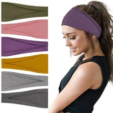 YONUF Fashion Headbands For Women Wide Headband 1 Count Pack of 6 , Solid3