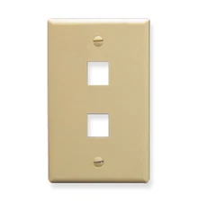 ICC FACEPLATE FLAT 1-GANG 2-PORT IVORY IC107F02IV UPC 633758004794 -