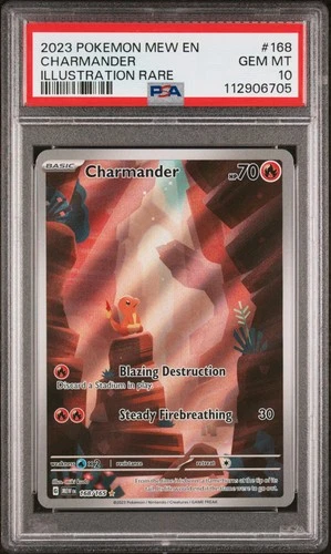 2023 POKEMON MEW EN-151 ILLUSTRATION RARE #168 CHARMANDER PSA 10