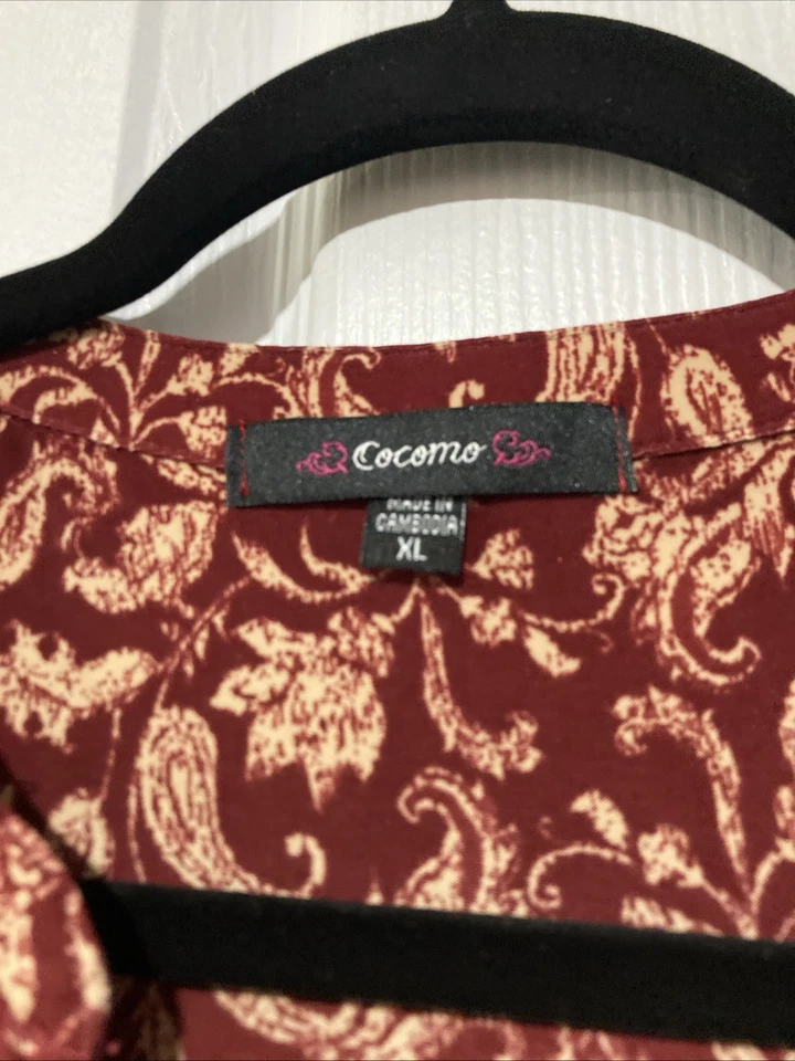 Cocomo Top Estampado Pintuck Manga 3/4 Pestaña Enrollable Trabajo Oficina Informal - Para Mujer’s XL Foto 3 de 4