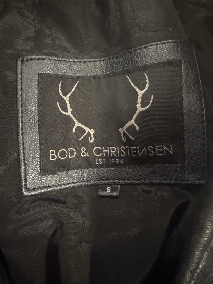 Chaqueta de cuero azul pequeña Bod & Christensen para hombre Foto 4 de 4