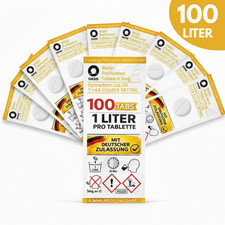 100x 1L Wasseraufbereitungstabletten Trinkwasser Chlortabletten Notfall Tabs
