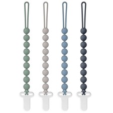 Silicone Pacifier Clip Holder 4 Food Grade Baby Teether Clip Round Design Safe