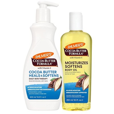 Palmer's Cocoa Butter Body Oil + Body Lotion, Value Skin Care Bundle for DrySkin