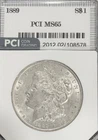 1889-P $1 MORGAN SILVER DOLLAR PCI HOLDER Mint State 65 +UNCIRCULATED