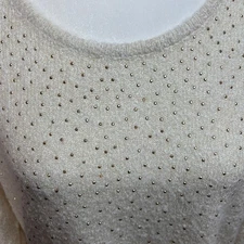 Metallic Cozy Glam Shimmer Gold Embellished Knit Sweater Women XL Rebecca Malone