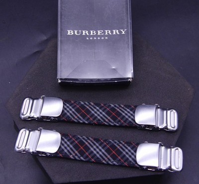 Burberry London Herren Hosenträger Hosenträger Nova Check Leder Clips Original