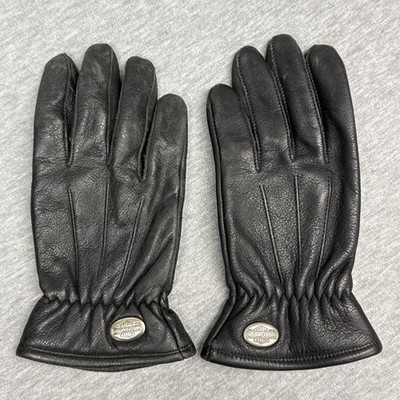 Harley Davidson Mens Black Soft Leather Gloves 2RXT-H-DMC - Large -