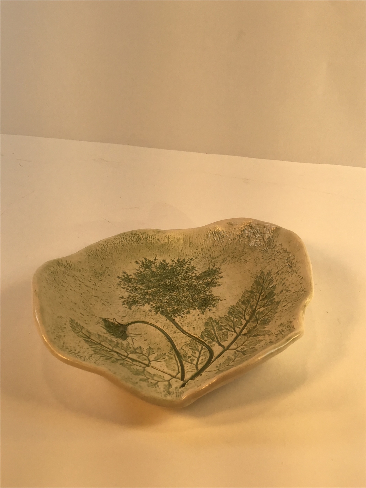 Art Pottery Handmade Dish Bowl Queen Anne's Lace by Ellyn 6” eBay