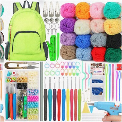 Crochet Mastery Kit: Step-by-Step Video Tutorials, 16 Roll-800Yard Yarn, 9 Hooks