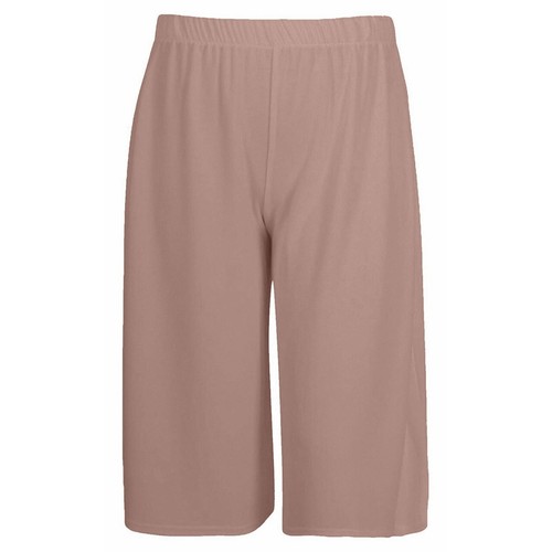 Womens 3/4 Wide Leg Palazzo Shorts Ladies Elasticated Stretch Plain Bottoms 8-26 - Picture 37 of 37