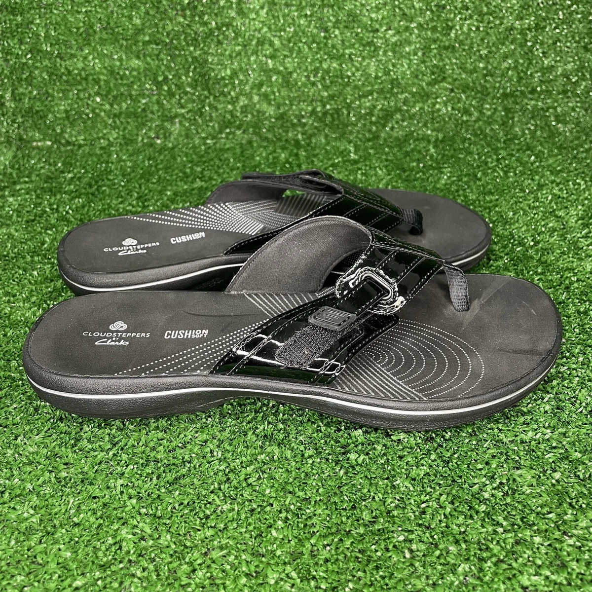 Clarks Cloudsteppers Cushion Soft Women's Black Flip Flops Sandals Size 7 |  eBay