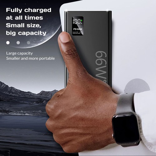 1-2PCS 66W 40000mAh Power Bank External Battery Fast USB Charger LCD W/ 4 Cables - Picture 15 of 19
