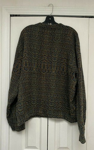 Suéter tejido de lana Jhane Barnes azul púrpura verde azulado cobre marrón negro tostado XL - Imagen 4 de 4