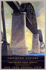 CASTLETON CUTOFF HUDSON RIVER CONNECTING RAILROAD BRIDGE VINTAGE POSTER REPRO