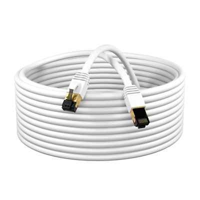 Cat8 SFTP Super Speed Ethernet Patch Cord 40Gbp Wire White 0.5FT- 75 FT Pack Lot