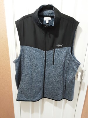 GREG NORMAN Black Blue Mens AttackLife Golf Vest Shark Logo Full Zip XXL NWT