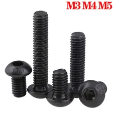 Grade 10.9 Button Head Hex Socket Cap Screw Black Allen Bolts M3 M4 M5 DIN 7380