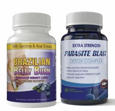 Intestinal Parasite Cleanse Detox Caps Belly Fat Burn Pills Combo Free Shipping
