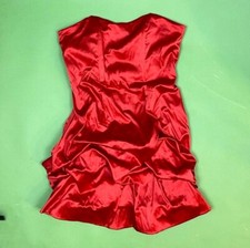 Shiny Bright Red Ruched Cocktail Dress size 11 by Wishes Wishes Wishes