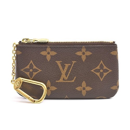 Louis Vuitton Monogram Card Key Case Pochette Clé Coin Case Key Hook W/Box Auth