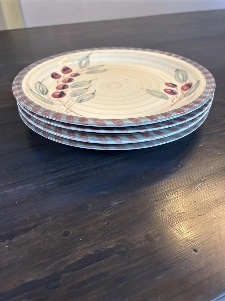 Juego de platos de cena aceitunas pintadas a mano todos los días 11,5" -4 Foto 3 de 3