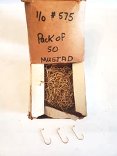 Mustad - Gold jig Hooks -  1/0  #575 - Jig  Hooks Lot   50 Pk  - Fishing Tackle