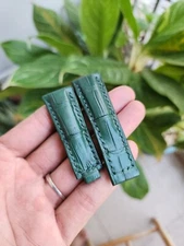 Size 20/16mm Green Genuine Leather Skin Watch Strap Band-Quick Release