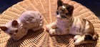 Vintage Pottery cat figurines Made in Japan-One w/trademark (Lot Of 2)