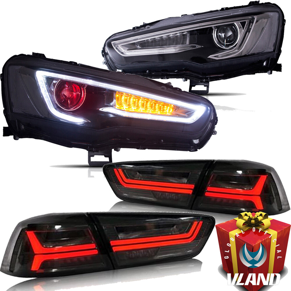 For 2008-2017 Mitsubishi Lancer & EVO X VLAND Headlights + LED