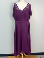 JJ's House Purple V-Neck A-Line Lace Chiffon Mother of Bride Dress Sz 16W 217290