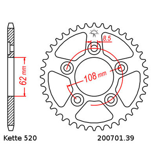 Chain kit Cagiva Raptor 125 2003 DID 520 L114 open 14 / 39 - Picture 3 of 4