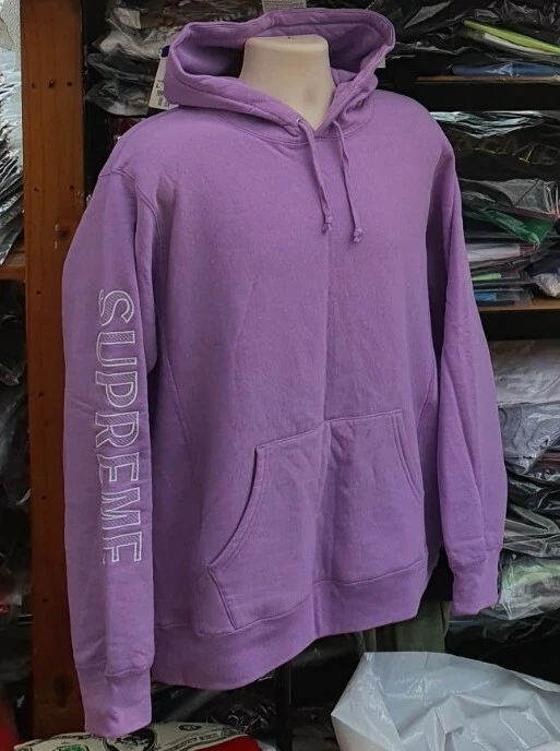 Sweat à capuche SS18 Supreme manches broderies taille L grand violet à capuche