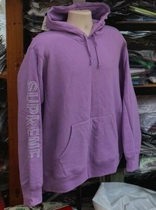 supreme sleeve embroidery hooded sweatshirt