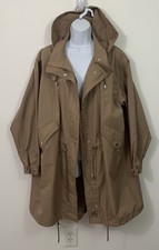 Reiss Size Medium Women's Hooded Beige Drawstring Lightweight Parka Jacket