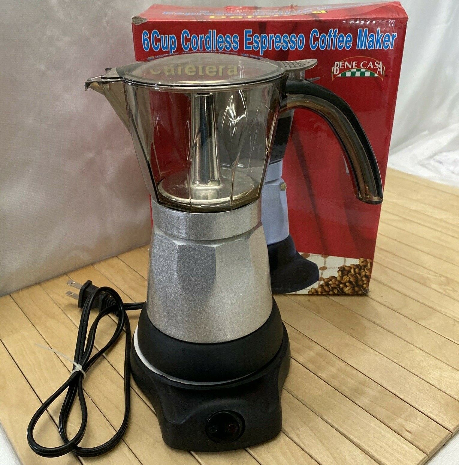 Bene Casa Aluminum Stove Top 3-Cup Espresso Maker w/ Transparent Lid