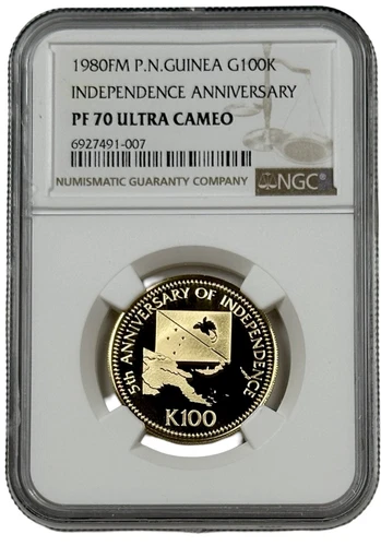 1980 FM Papua New Guinea 100 Kina 0.2769oz Independence Gold Proof NGC PF 70 UC