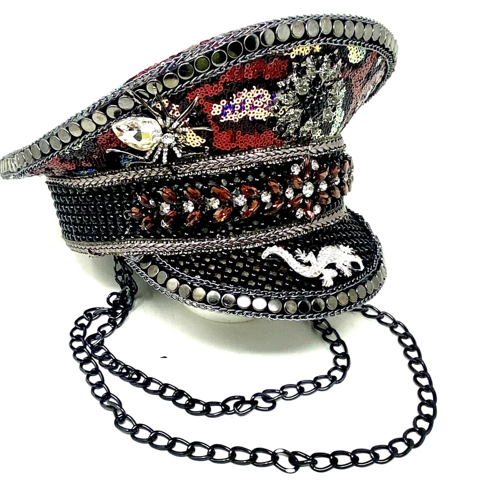 Стимпанк RAVE капитан стиль роскошь женщин девочка со стразами блестки шляпа - Изображение 2 из 4