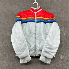VINTAGE Aventura Jacket Women L Grey Rainbow Windbreaker Colorblock Snow Ski 90s