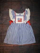 NEW Boutique 4th of July Patriotic American Flag Girls Gingham Plaid Dress
