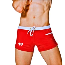 Mens Sexy Swim Trunks With Pocket Fast Dry Resorts Wear Soft Beach Wear Swimming