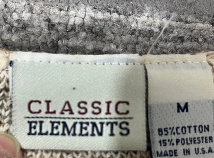 Cárdigan tejido vintage años 90 CLASSIC ELEMENTS con botones de concha talla mediana beige Foto 3 de 4
