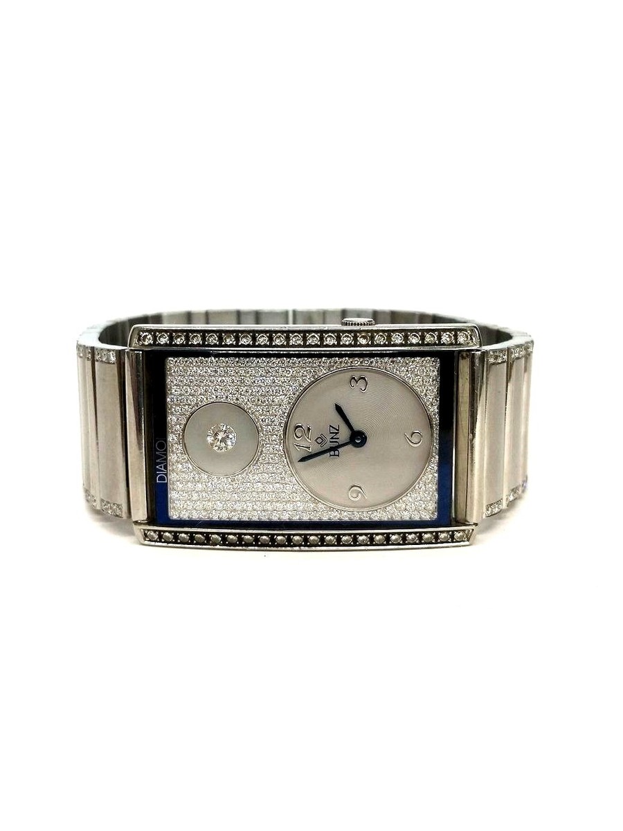 Bunz MoonTime Full Diamond & Stainless Steel Watch Acier Inox