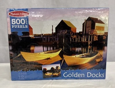 New & Sealed Golden Docks Boats Harbor Melissa & Doug 500 Pieces Jigsaw Puzzle - Image 1 of 2