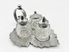 VINTAGE CHROM GEW&Uuml;RZ / KRUZIFIX SET BLATT DESIGN FR&Uuml;HES JAHRHUNDERT KELTISCHE QUALIT&Auml;T